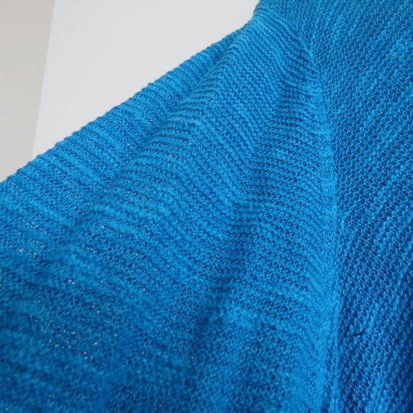 EILEEN FISHER Linen Cotton Blend Textured Knit Open Front Cardigan Ocean Blue 1X - Picture 11 of 15